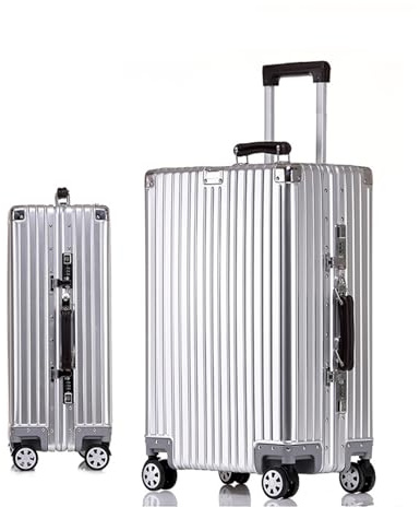 GIIYOEW Valigia Bagaglio a Mano Taglia L Valigia in Metallo Alluminio Argento Trolley Valigia Rigida Taglia Media con Ruote girevoli,2,24in