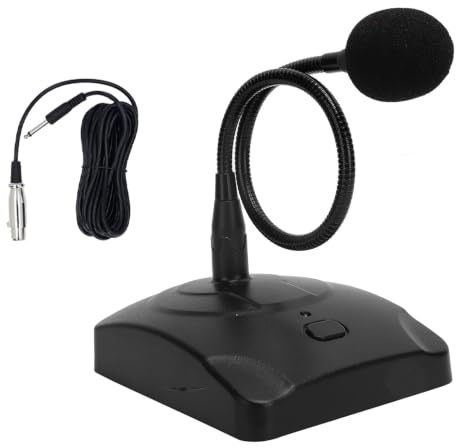 Gooseneck Desktop Microphone for Live Meetings, Voice Games Karaoke | Wired 360 Degree Adjustable Noise Cancelling Wired Microphone with Xlr Interface