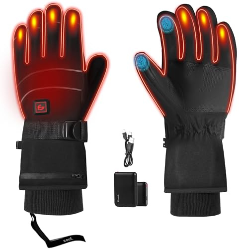 saaf Gants Chauffants - Pro - 3 Modes - Gant Électrique - Hydrofuge Et Vent - Gants Chauffants Rechargeables - Noir (XS)