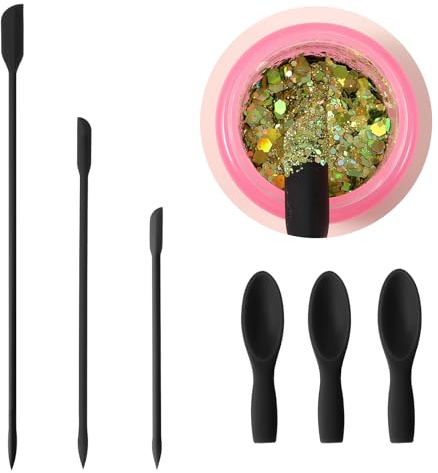 Classicseali 3 espátulas cosméticas de silicona, espátula cosmética para crema, loción de belleza, mermelada, botella estrecha, espátula de silicona reutilizable pequeña, cuchara cosmética (negro)