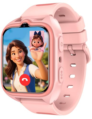 Yxtel Smartwatch Kinder mit GPS und SIM-Karte, 4G LTE mit Telefonfunktion, Sprachchat, SOS Notruf, Schulmodus, IP68 Wasserdicht, Schrittzähler, Wecker, Kinderuhr für 4–12 Jahre