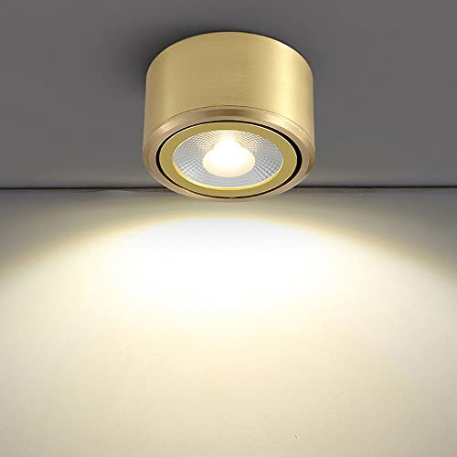 All Copper Kitchen Light Led Ceiling Light Surface Mounted Spotlight Adjustable 45° Downlight Ultra-Thin Hallway Light Fixture 3000K/4000K/6000K Brass Downlight