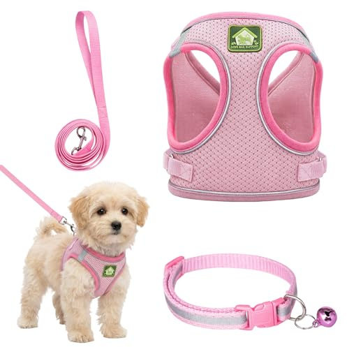 Dog Harness Small Dog, 3-Piece Dog Harness Small, Xs Harness Collar And Leash Kit With Comfort Padding, Reflective Safety Design For Small Breeds