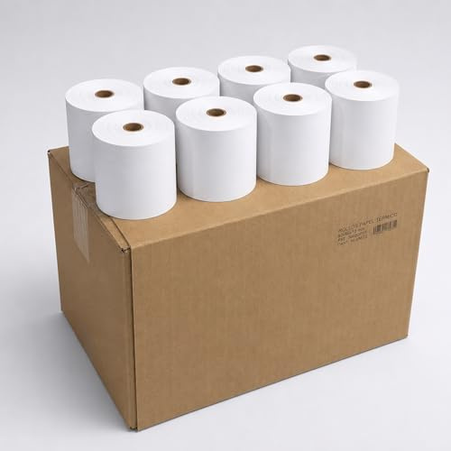 Pack 8 Rollos Papel Térmico 80x80 mm para TPV y Caja Registradora – SIN BPA – Mejora la Impresión para Tickets, Datáfonos e Impresoras Térmicas (80x80x12 mm)