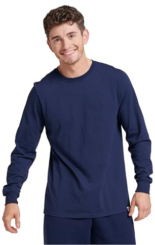 Russell Athletic Mens Cotton Performance Long Sleeve T-Shirts T Shirt, Navy, Large US