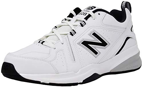 New Balance Men 608V5 Trainer Shoe, White/Black/Silver, 13