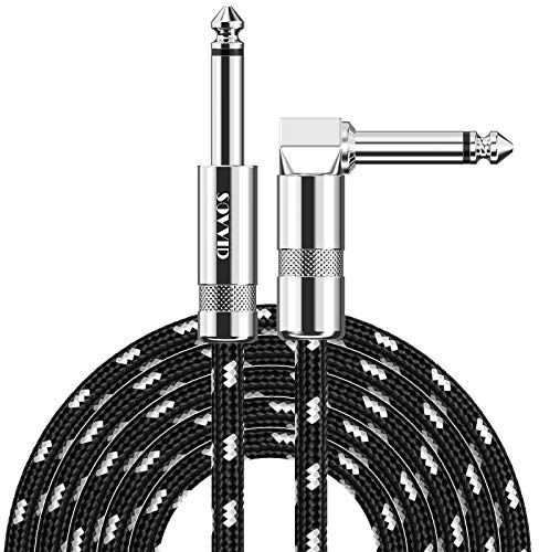 Sovvid Professional Guitar Cable 3M/10FT, Braided Guitar Lead Instrument Cables 6.35mm 1/4 Inch Jack Cord for Electric Guitar Bass, Amp, Speaker, Keyboard, Mandolin, Pro Audio (Black White)