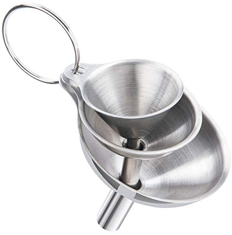 3 PCS Stainless Steel Kitchen Funnel, No Spilling Food Grade Metal Funnels for Transferring of Liquids, Fluid, Ingredients & Powder