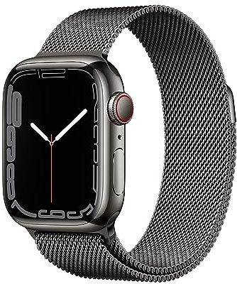 Apple Watch Series 7 (GPS + Cellular, 45 mm) Smartwatch - Cassa in acciaio inossidabile grafite, cinturino milanese grafite. Monitoraggio dell'attività fisica, resistenza all'acqua