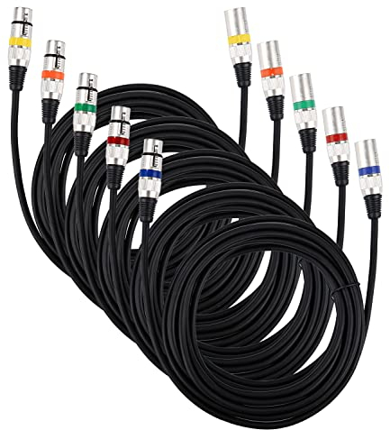 PERMUST 5 Stück 3-Pin DMX-Mikrofon-Signalkabel-Verbindungskabel, 5M XLR-Anschlussstecker mit Stecker-auf-Buchse-Kopfmikrofonkabel