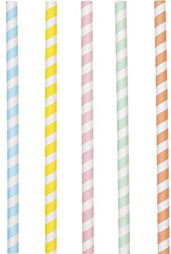 Unique 16758 - Paper Milkshake Straws - Pastel Ice Cream Summer Party - 10 Count (Pack of 1)