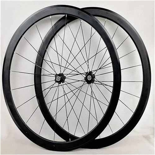 Usknxiu Racercykel löphjulssats, 700C dubbelväggiga lättmetallfälgar V-broms 40 mm framhjul bakhjul BMX väg cykelhjul snabbkoppling för 7 8 9 10 11 12 hastigheter 1890 g/par, röd