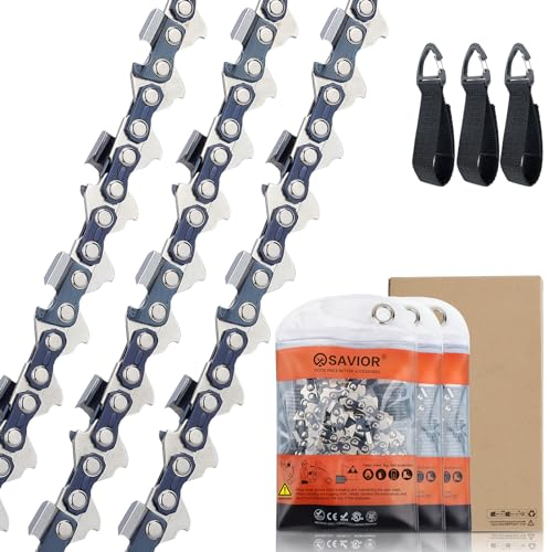 Savior 3 x 30 cm Sägeketten 3/8LP 1,1 mm 46 TG Rückschlagsarme Kette kompatibel mit Makita, Dolmar, Husqvarna