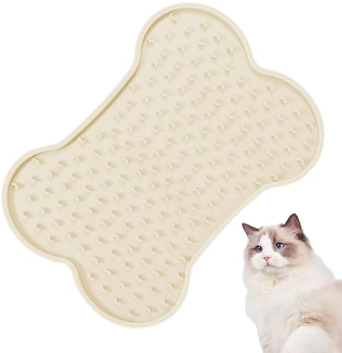 Tappeto leccare per gatti, tappetino leccare per animali domestici, tappetino per alimentazione lenta in silicone per animali da compagnia, tappetino leccare per mangiatoie lente a forma di osso