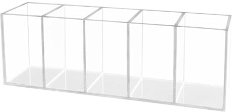 MEISO Porte-stylo en acrylique, porte-pinceaux de maquillage, porte-crayons pour organisateur de papeterie de bureau, transparent porte-crayons de bureau avec 5 compartiments, pour maison, bureau,