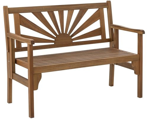 Dehner Gartenbank Sunshine, Klappbank 2-Sitzer, ca. 120 x 91 x 59 cm, FSC®-zertifiziertes Akazienholz, naturbelassen