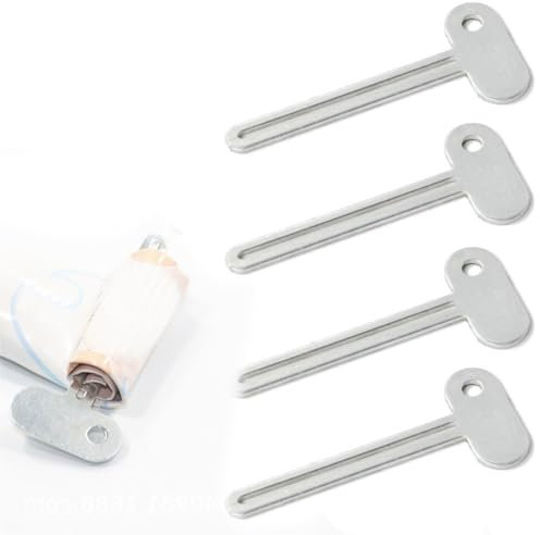 KEQAR 4 Piezas Exprimidor de Tubos de Acero Inoxidable Tubo Dispensador de Pasta de Dientes Metálico (Ahorra Pasta de Dientes, Cremas, Pintura, Pomadas, Sin Desperdicio ni Desorden)