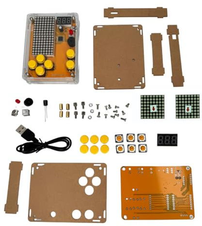 AZDelivery Kit di costruzione elettronica fai da te Console con custodia trasparente kit elettronico portatile retrò per principianti e avanzati, set di saldatura per imparare a saldare e fare