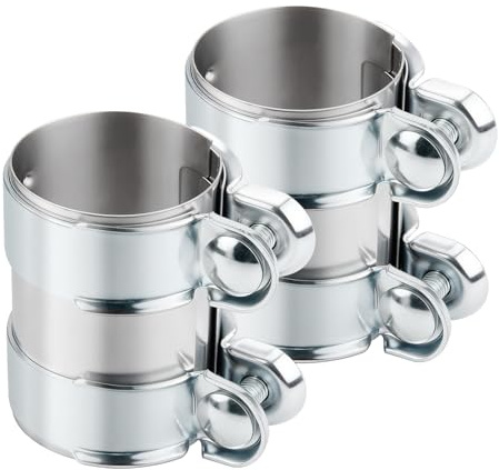 DOCAS 2 piezas Ø 76 mm x 95 mm de longitud tubo de escape universal, Abrazadera de tubo de escape de acero inoxidable, abrazaderas de escape con doble abrazadera sistema de escape universal(estilo 2)
