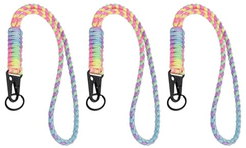 DUINIU Lanière Tressée De 3 Pièces De Couleur, Porte-Clés en Corde Tressée, Lanière De Carte D'Identité, Lanière Anti-Perte, Adaptée Aux Téléphones Portables, Clés, Appareils Photo, Etc.