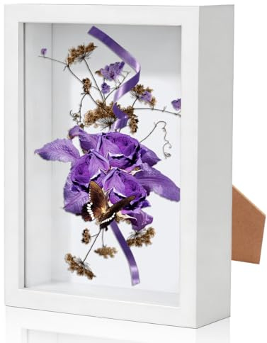 Marco de Madera Profundo para Rellenar 3D, 20.5 x 29cm Marco de Fotos 3D para Rellenar, Marco de Imágenes A4 Profundo para Rellenar, Profundo con Placa de Acrílico Transparente, para Fotos, Flores