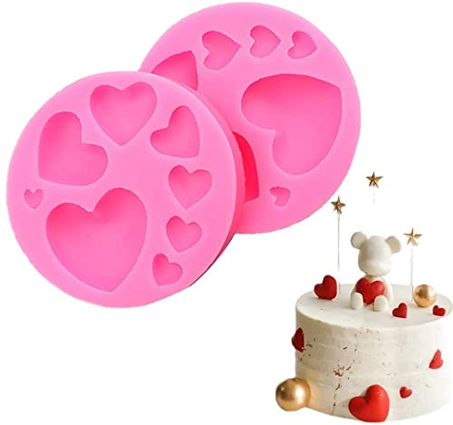 Moule en Silicone en Forme de Cœur, 2psc Moule à chocolat en polycarbonate, Moules Bonbons Silicone, pour la Confection de Pralines, Glaçons, Bonbons, Mousses et Gelées(B)
