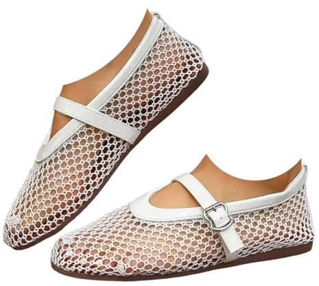 Ballerines plates en maille pour femme avec bout fermé et sangle à boucle, confortables, légères, pieds nus, chaussures pliables élégantes et décontractées à enfiler pour la plage, les voyages, Z1