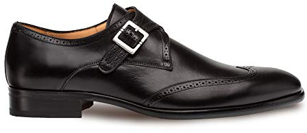 Mezlan - Forest - Men's Wing Tip Monk Strap - Hand-Burnished European Calfskin with Saddle Shoe Accents - Handcrafted in Spain