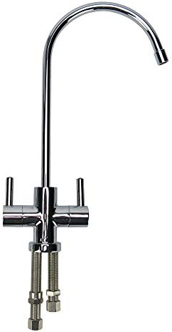 Trinkwasserladen Umkehrosmose Design Doppelwasserhahn 2-Wege-Hahn Chrom mit Keramikventil für 1/4 Schläuche