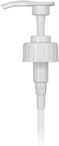 IBEX MART Dispensador de bomba Pelican de 5 litros, recipiente de 38 mm, tapón de rosca, dosis de 5 ml, ideal para desinfectante de manos, jabón, incluye tubo con cierre giratorio, color blanco