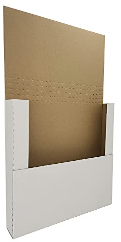 CH-BOX EM1212 Lot de 50 boîtes d'expédition de disques vinyles pour albums Lp, 32 x 32 x 5 cm, hauteur réglable en carton ondulé, faciles à plier, blanc