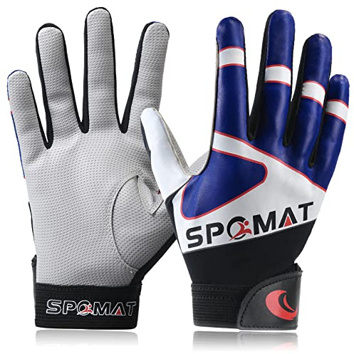 SPOMAT Youth Baseball Batting Gloves for Kids Boys Girls Ages 5-12, Vibrant Blue M/L