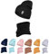 HEYO Kinder Beanie Mütze Schlauchschal Set für Mädchen Jungen Frühling Strickmütze Schal (Schwarz)