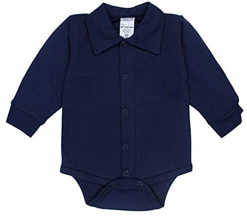 TupTam Body Neonato a Manica Lunga o Corta con Colletto – Body Bambino 100% Cotone OEKO-TEX, Blu Scuro, 98