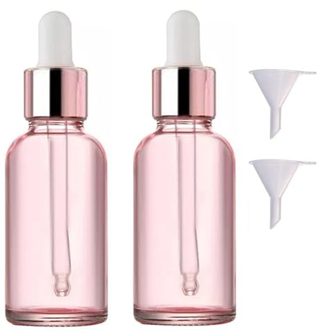SONGQEE 30ml Rose Gold Glass Bottles with Dropper Pipette, Mini Empty Eye Glass Dropper Bottles Refillable Sample Container for Storage Essential Oils, Perfumes and Cosmetics (Rose Gold)