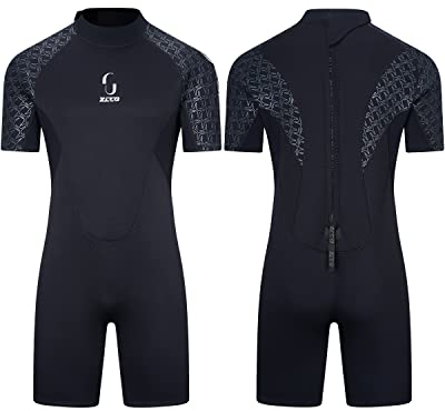 Neoprenanzug Damen Rückenreißverschluss Kurze Neoprenanzug Herren 3mm Neopren Kurzarm zum Surfen Schwimmen Kajakfahren Schnorcheln Kanufahren Gerätetauchen (Herren Schwarz, L)