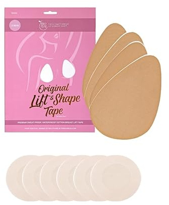 Perky Pear Original Lift & Shape Boob Tape [A-G Cups] - 2 Pairs of Boob Tape & 3 pairs Nipple Protector covers - Colour Options (C-D, Beige)