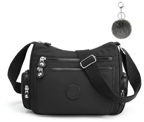 Aucuu Women's Multi-Pocket Casual Crossbody Bag, Multifunctional Crossbody Bag, Nylon Lightweight and Waterproof, Travel Bag with Adjustable Shoulder Strap, for Shopping Hiking, Everyday Use