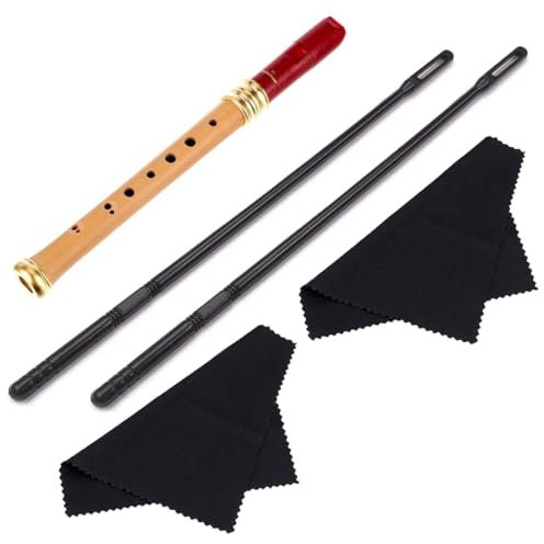 FEQDWOX 2 pcs Reinigungsset für Querflöte Reinigungstuch zur Innen- und Außenreinigung von Instrumenten inkl. ein Reinigungsstab, ein Durchzieh- Wischertuch, ein Poliertuch und Pad Papers