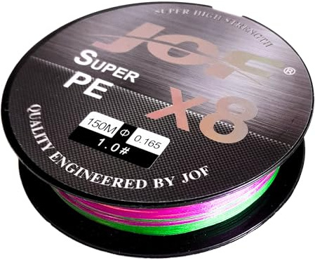 Línea de Pesca Trenzada 150m 8 Hilos Sedal de Pesca Trenzado 8 Hebras Agua Salada Dulce Multifilamento Pesca de Carpa Trucha Bass (Multicolor, 0.32mm | #4 | 22.7kg / 50lbs)