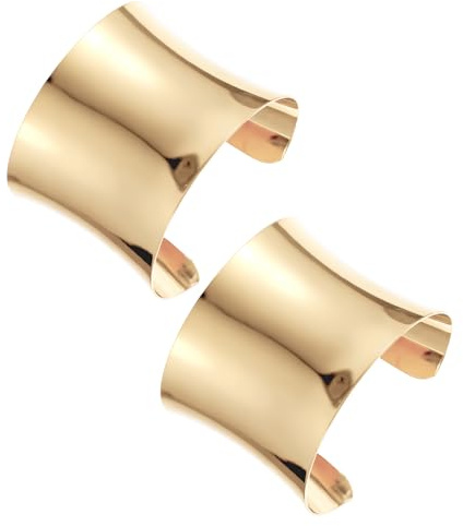 Apausvcm Confezione da 2 bracciali manette per donna, bracciali aperti larghi e regolabili in oro