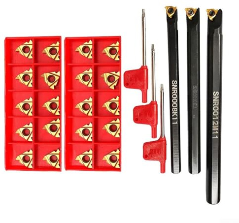 Besttoolifes Supporto per utensili per tornitura SNR0008K11 SNR0010K11 SNR0012M11, set di barre di alesatura per filettatura interna indicizzabile con 13 inserti 11IR A60 indicizzabili + 3 chiavi T8