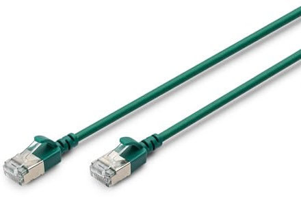 DIGITUS LAN Kabel Cat 6A – 0,5m – Slim Version AWG 32/7 – 10 Gbit/s – RJ45 Netzwerkkabel – F/FTP – PoE+ – LSZH – Kompatibel zu Cat7, Cat6, Cat5e – Grün