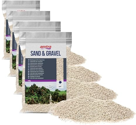 Amtra Cuarzo Blanco Marfil Arena de Acuario de Cuarzo Blanco Fino, para Agua Dulce o Salada, Granos de 1-3 mm, Cantidad de 5 kg (Paquete de 4)