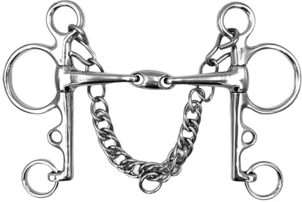 Equine Smile ES0093 Pelham Gebiss Doppelt Gebrochen Edelstahl 14mm, 13.5 cm