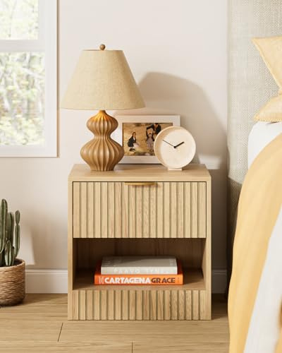 Apetaccat Nachttisch Eiche, Kleiner Nachtschrank mit Schublade, Holz Nachttische für Kinder, Nachtkommode 41x39x28 cm, Beistelltisch für Schlafzimmer,Wohnzimmer,Büro,Dunkle Eiche