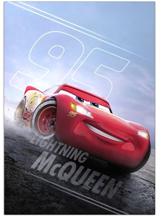 Displate Metallposter Disney Pixar - Cars - Lightning McQueen Speed and Style Plakat - Kinderzimmer Deko - Wandbilder Bilder Schlafzimmer - Geschenk - Wanddeko Metall Poster 32 cm x 45 cm