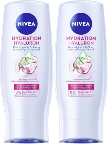 NIVEA Après-shampoing hydratant à l'acide hyaluronique 200 ml (Lot de 2)