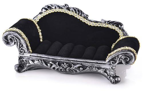 Xoeryoy Sofá de casa de muñecas, sofá de casa de muñecas Victoriano Negro 1:12, Adorno de decoración del hogar, L