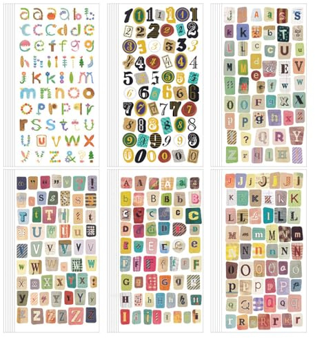 36 Sheets Vintage Scrapbook Stickers, Gold Foil Alphabet and Number Stickers, Self-Adhesive Journal Stickers for Scrapbooking, Junk Journals, Diaries, Planners, Notebooks, Classroom Decor